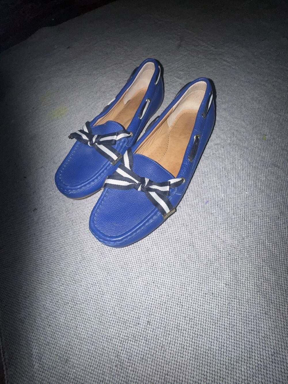 Lauren Ralph Lauren Becka Leather Driving Moccasin Loafers in Blue